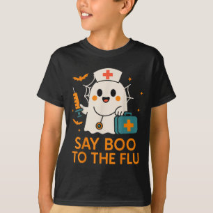 T-shirt Dites Boo À L'Infirmière Grippe Halloween Vaccine 