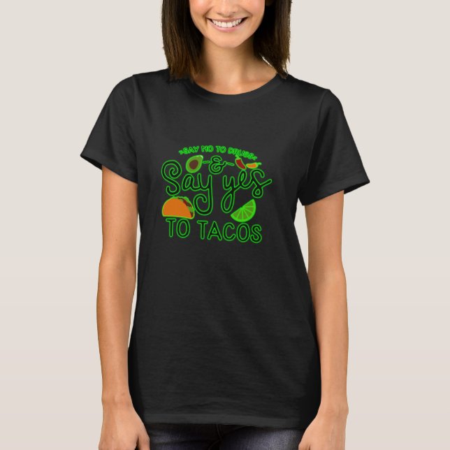 T-shirt Dites OUI À TACOS Amusants Fiesta Vert Flueur Colo (Devant)