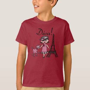 T-shirt Diva de cheveux noirs