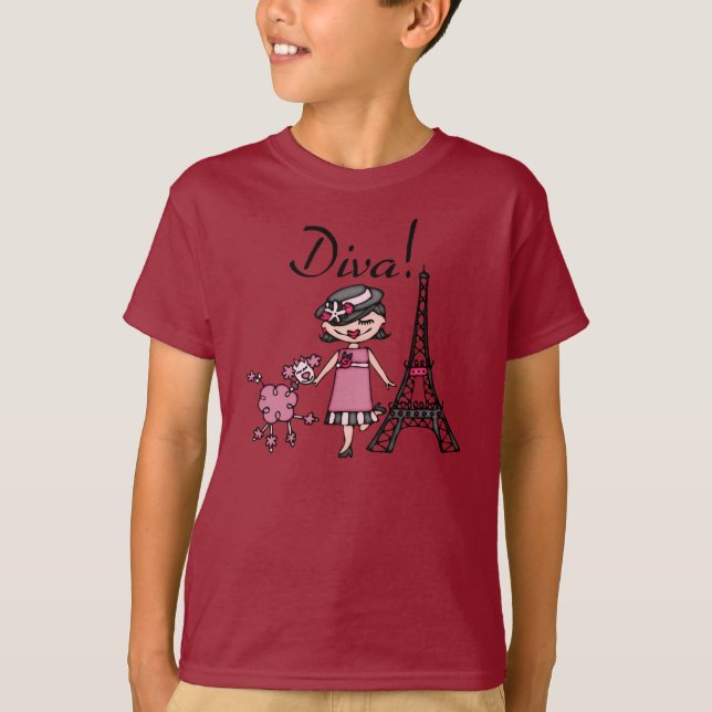 T-shirt Diva de cheveux noirs (Devant)