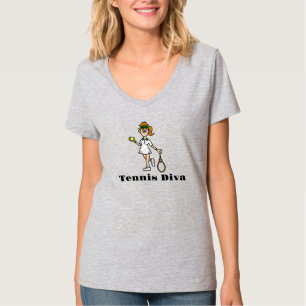 T-shirt Diva de tennis féminin - Cheveux Brown lég