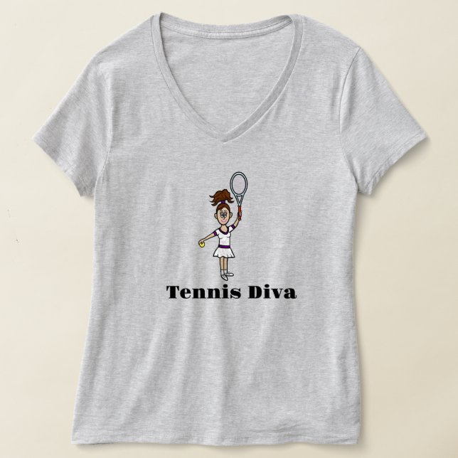 T-shirt Diva de tennis femme - Brunette (Poser)