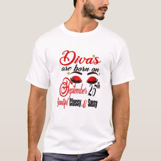 T-shirt Divas De Femmes Sont Nées Le 25 Septembre Libra Bi