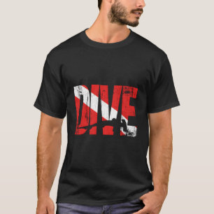 T-shirt Dive Diver Down Drapeau Hammerhead Requin Vintage