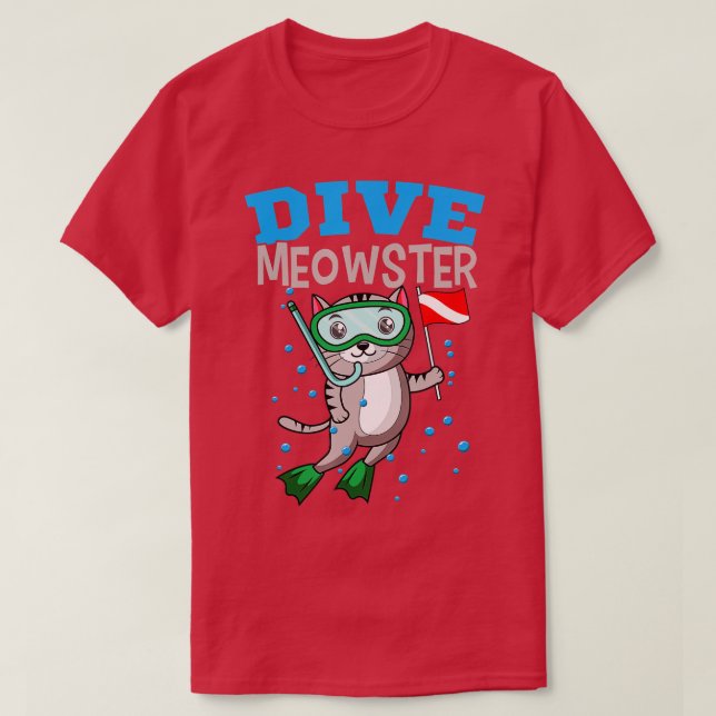 T-shirt Diver de chat Meowster Plongée sous-marine Drapeau (Design devant)