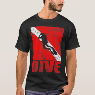T-shirt Diver de plongée Scuba Diver Down Drapeau Vintage
