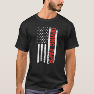 T-shirt Diver Papa American Flag Fête des pères Hommes