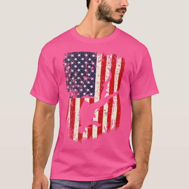 T-shirt Diver Plongée Plongée Drapeau Américain (Devant)