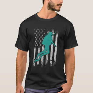 T-shirt Diver Scuba Drapeau Vintage Patriotique Américain 