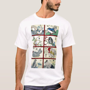T-shirt Divers types d'oiseaux Ukiyoe
