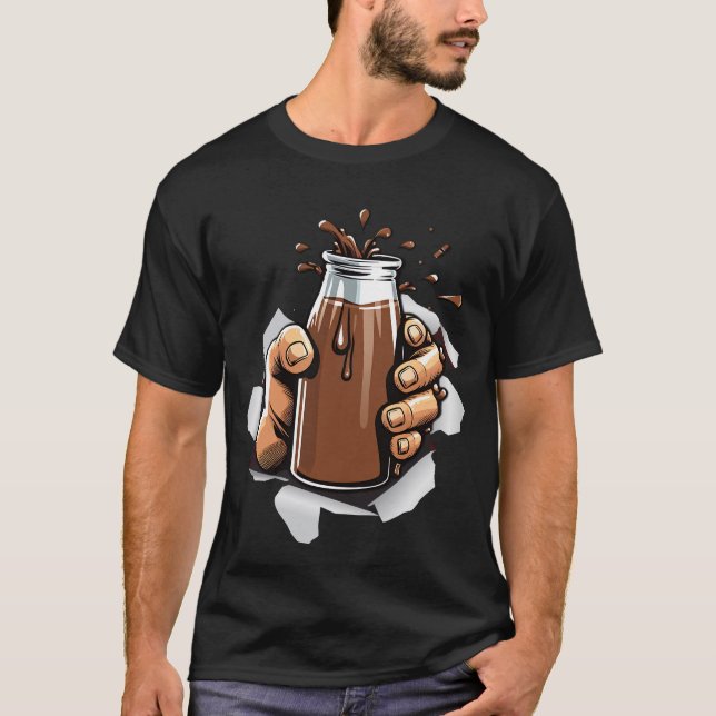 T-shirt divertido vaso de leche achocolatada  (Devant)