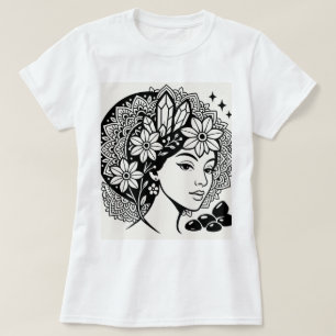 T-shirt Divine Feminine Mandala Art Floral Crystal Goddess