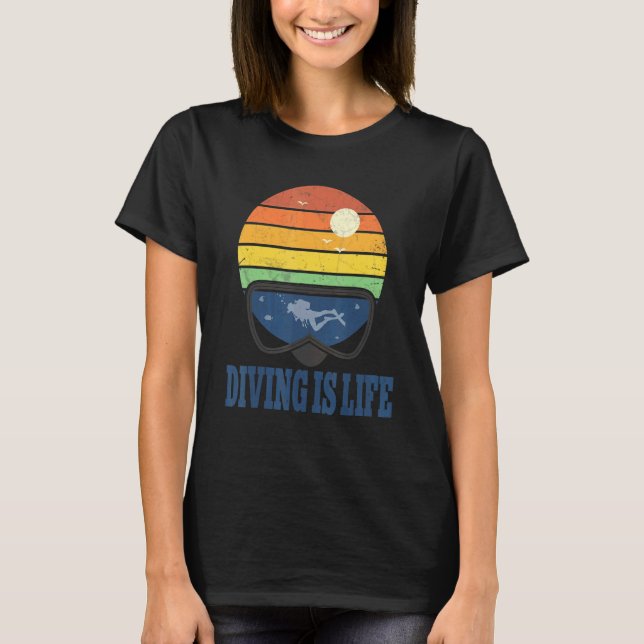 T-shirt Diving Is Life   Vintage Scuba Diving (Devant)