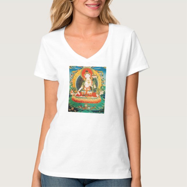 T-SHIRT DIVINITÉ BLANCHE DE BOUDDHISTE TARA (Devant)