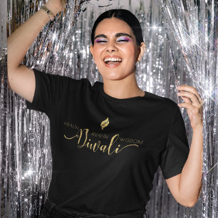 T-shirt Diwali santé richesse sagesse design doré