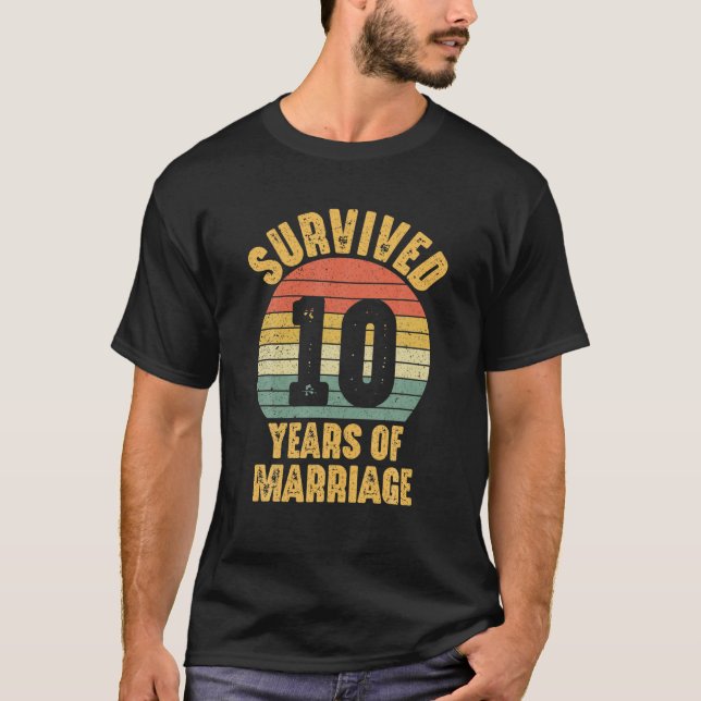 T-shirt Dixième anniversaire de Mariage 10 ans mariage cou (Devant)