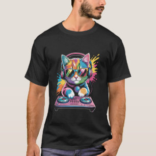 T-shirt DJ Chatons sur Platines EDM Synthétiseur Musique R