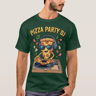 T-shirt DJ de fête de pizza tranche de dessin animé drôle