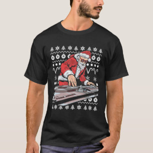 T-shirt DJ de musique du Père Noël laid Noël Tacky Xmas