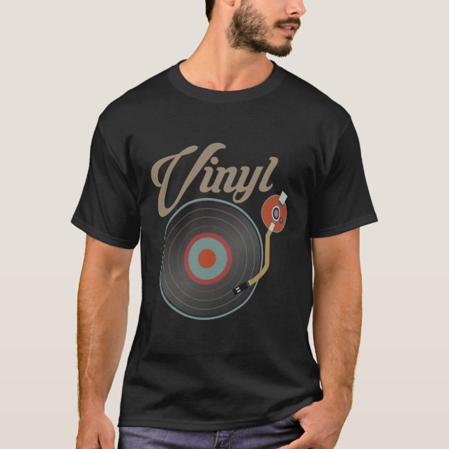 T-shirt DJ disque rétro musical style Tourne-disque vinyle (Devant)