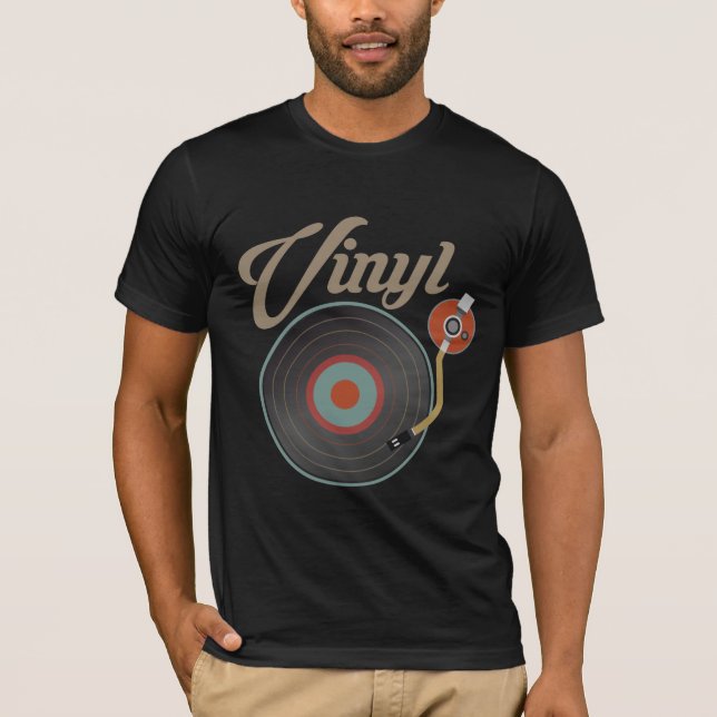 T-shirt DJ disque rétro musical style Tourne-disque vinyle (Devant)