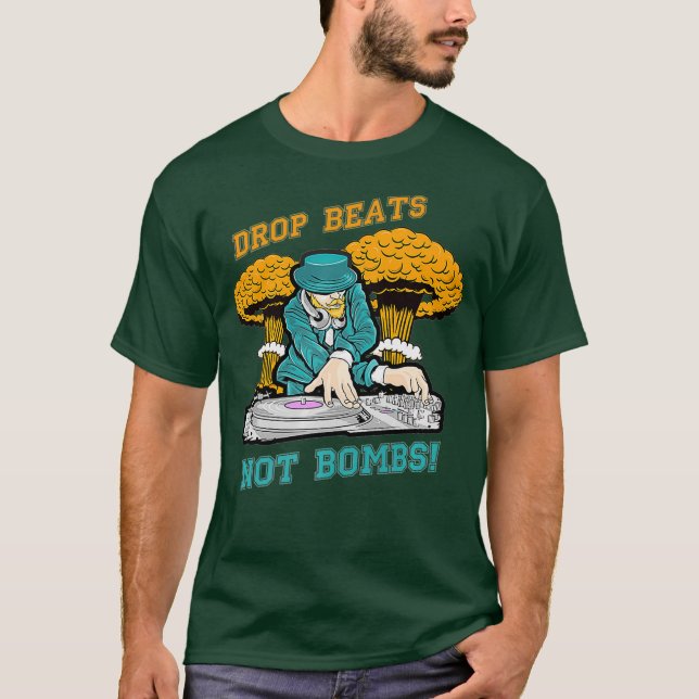 T-shirt DJ drop Beats not Bombs Peace Music Club Party (Devant)