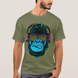 T-shirt Dj Gorilla Lunettes de soleil Casques Musique