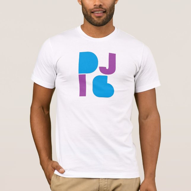 T-shirt DJ i6 Logo violet/bleu 1 Tee blanc homme (Devant)