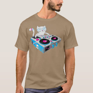 T-shirt DJ Kitty Shirt Funny Cat Tee Disco DJ Kitten T