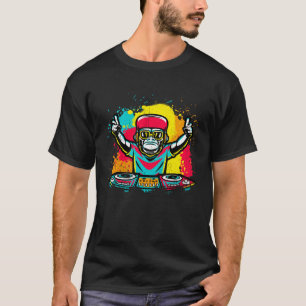 T-shirt DJ Monkey Music Party Amusants Lunettes de soleil 