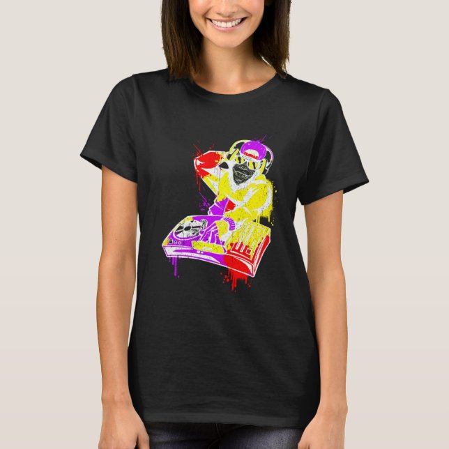 T-shirt DJ Monkey Music Party Fun Sunglasses Fun Dancing C (Devant)