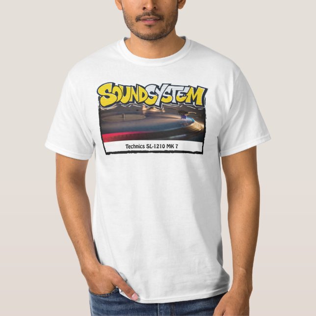 T-shirt dj, musique, graffiti, street art, sound system, (Devant)