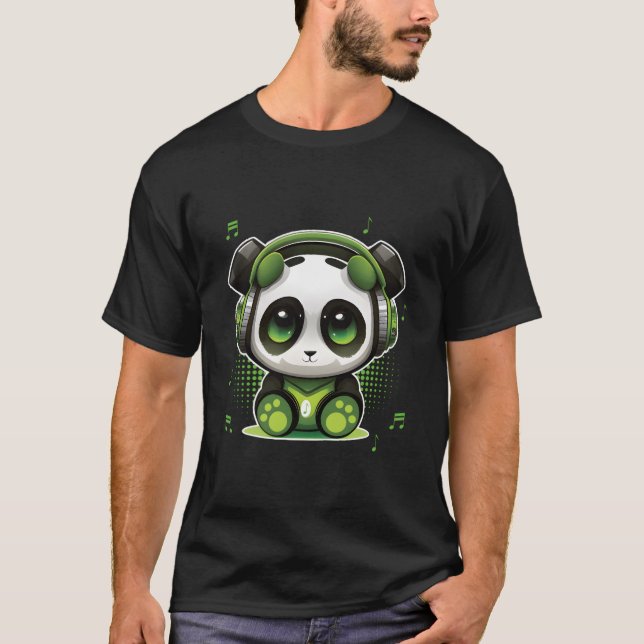 T-shirt Dj Panda With Headphones Panda (Devant)