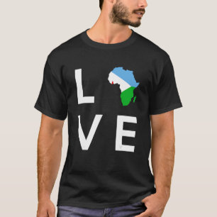 T-shirt Djibouti Drapeau Aimer Afrique Continent Silhouett