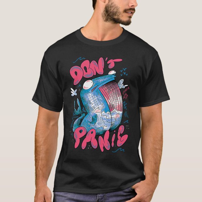 T-shirt Do not panic scary shark (Devant)