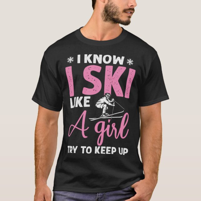 T-shirt Do you know ski girl skier (Devant)