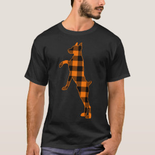T-shirt Doberman Chien Orange Buffalo Plaid Halloween Dobe