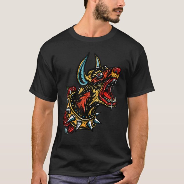 T-shirt Doberman  designer retro streetwear high end fashi (Devant)