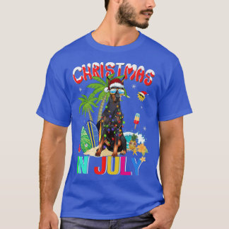 T-shirt Doberman Pinscher à Santa Hat Lunettes de soleil C