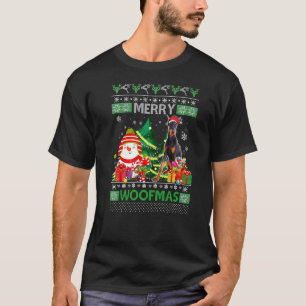 T-shirt Doberman Pinscher Chien Joyeux Woofmas  Noël Cos