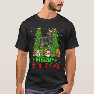T-shirt Doberman Pinscher Chien Noël Arbre Lumières Vacanc