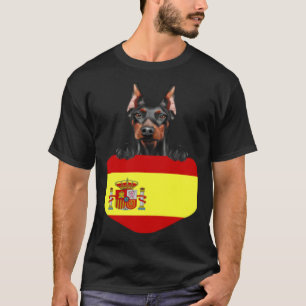 T-shirt Doberman Pinscher Drapeau Espagne Dans La Poche