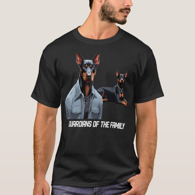 T-shirt Doberman Pinscher Gardiens De La Famille (Devant)