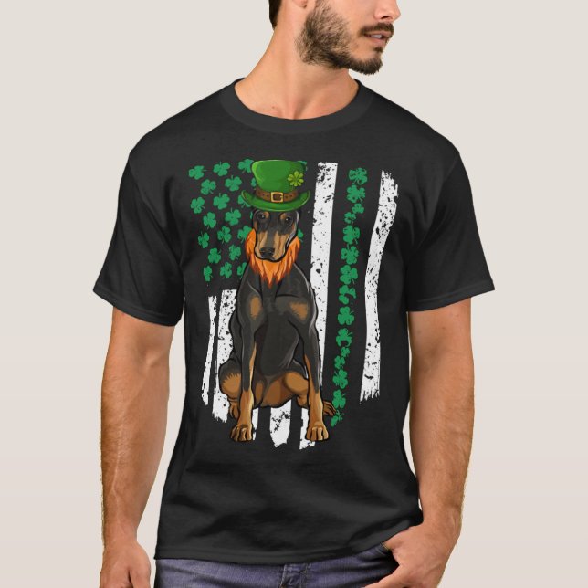 T-shirt Doberman Pinscher St Patricks Day Irish American F (Devant)