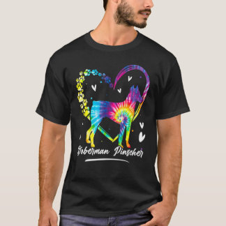 T-shirt Doberman Pinscher Tie Dye Rainbow Chien