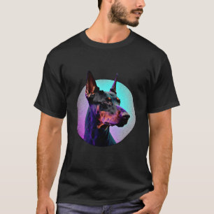 T-shirt Doberman Pinscher Vaporwave Rétrowave Esthétique