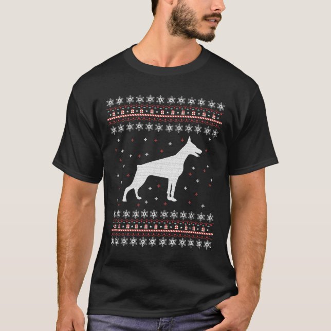 T-shirt Doberman Vilain Chandail de Noël Vilain Douille de (Devant)