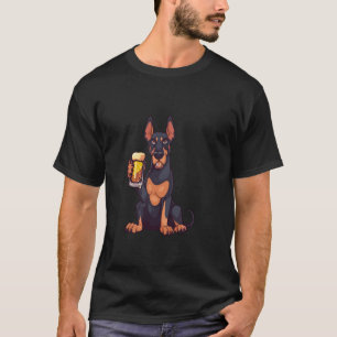 T-shirt Dobermann Tendance Boit de la Bière Comic