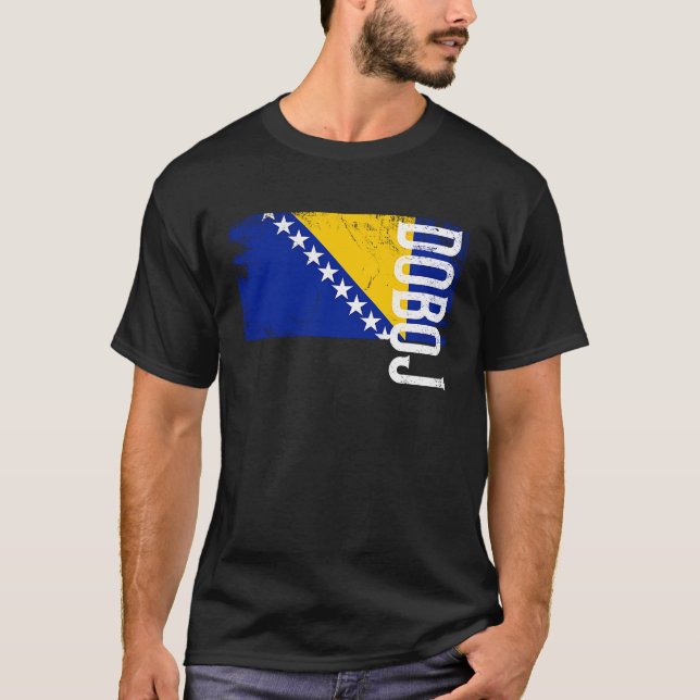 T-shirt Doboj Bosnie Drapeau Pour Hommes Bosniaques Femmes (Devant)