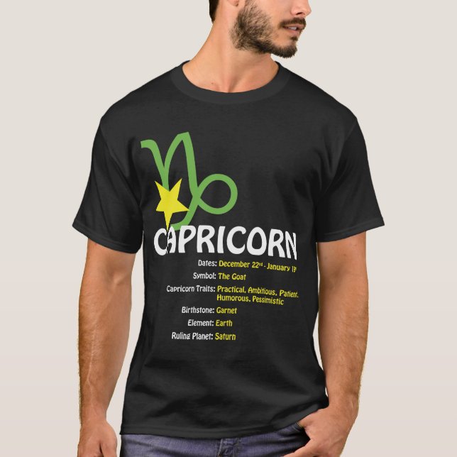 T-shirt d'obscurité de traits de Capricorne (Devant)